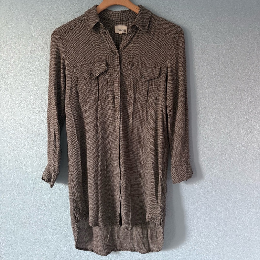 Wilfred Shirt Dress Aritzia check Button Down Long Sleeve Wool Viscose